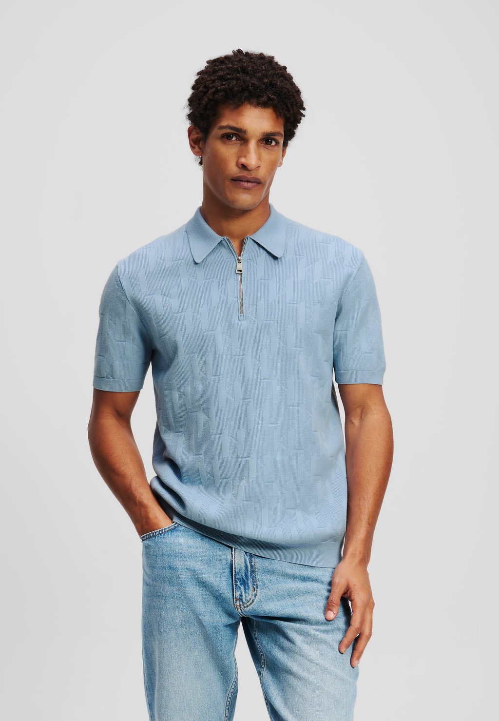 

Поло MONOGRAM ZIP-UP KARL LAGERFELD, синий