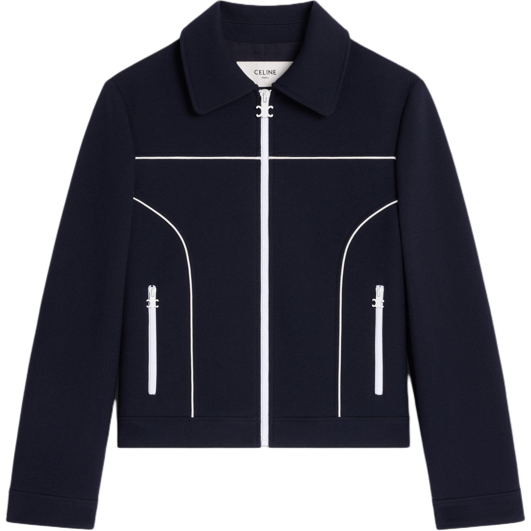 CELINE Челси блузон из гофрированной двойной шерсти, Marine Blue — фото 3