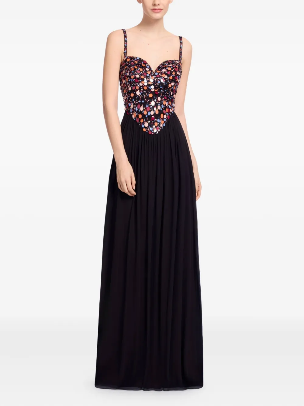 

Макси-платье с украшением из пайеток Elie Saab, черный