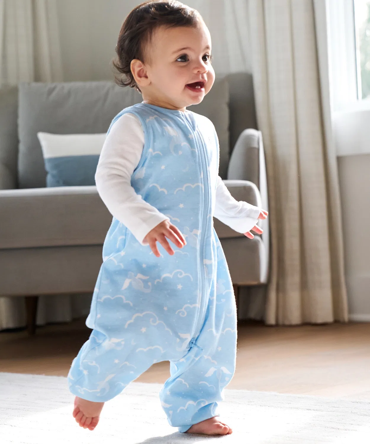 Спальный мешок с ножками Aden & Anais, хлопок, 0.5 TOG, светло-голубой