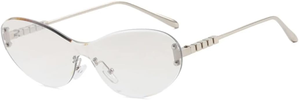 

Модные панк-солнцезащитные очки без оправы овальной формы для женщин, металлические солнцезащитные очки для мужчин, очки для вождения, защита от УФ-излучения UV400 VVTWSSW, Silver Silver