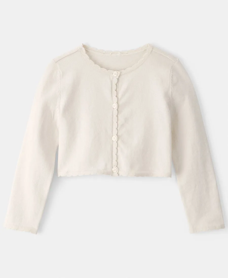 Детский кардиган для девочек 2T-5T с фестончатым круглым вырезом Carter's, айвори