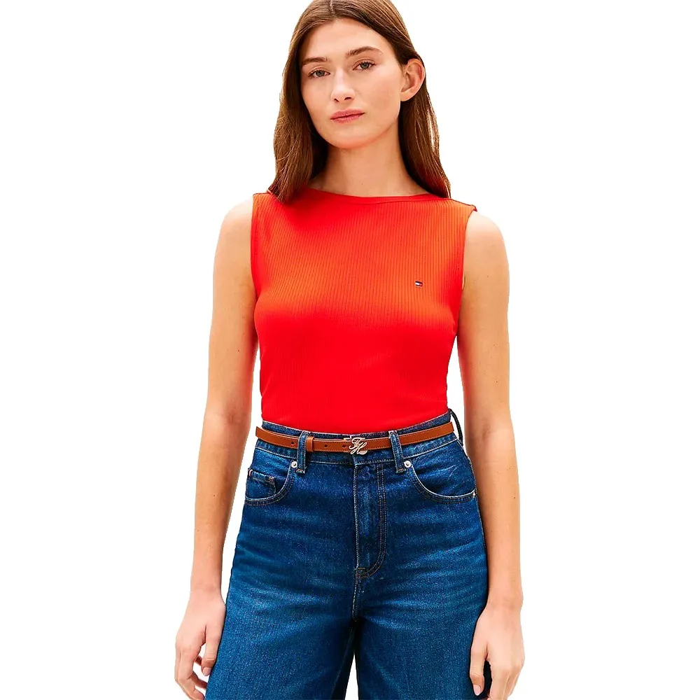 

Футболка без рукавов Tommy Hilfiger 5x2 Rib Boat Slim Fit, оранжевый