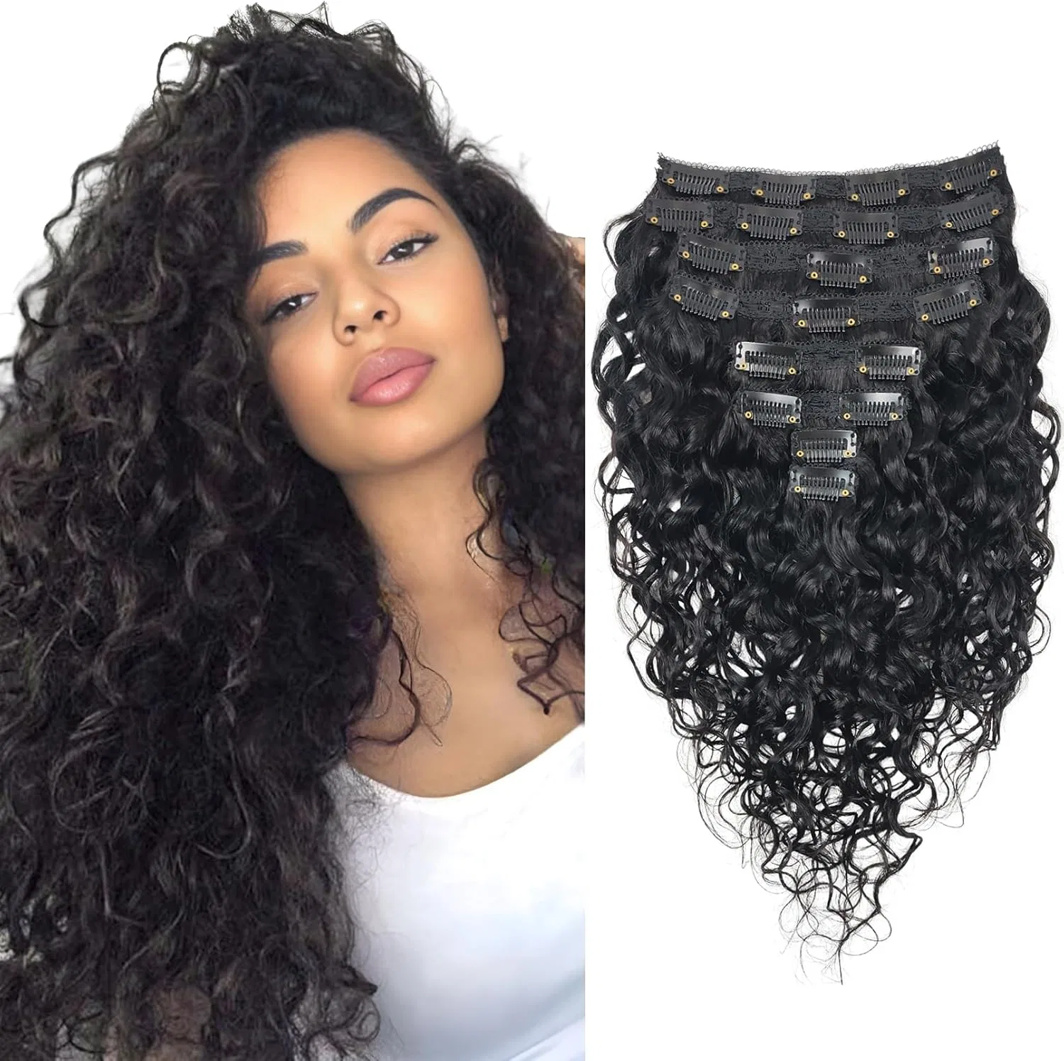 Накладные волосы Deep Curly на заколках, 8 шт., 120 г от Doren Doren, Deep Curly