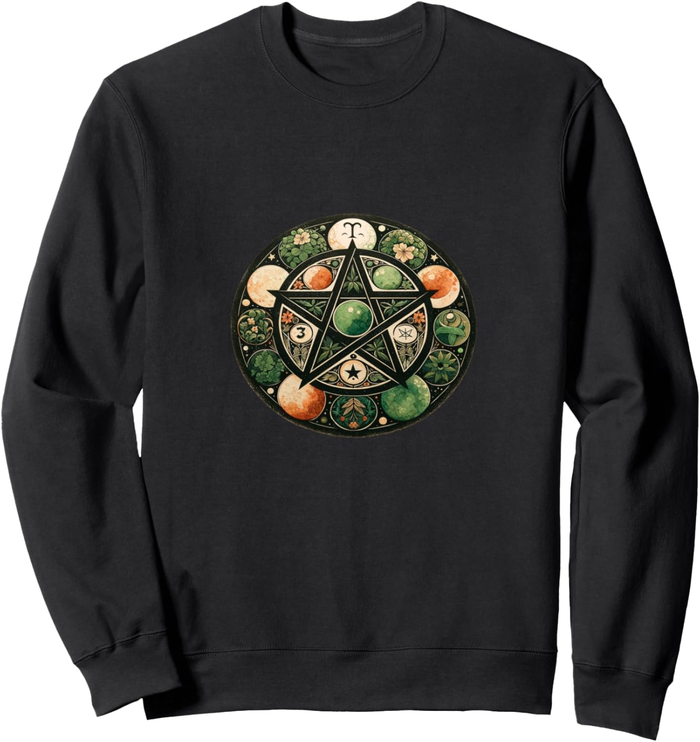 

Толстовка с изображением пентаграммы в стиле языческого искусства Paganism Pentacle Tee, черный