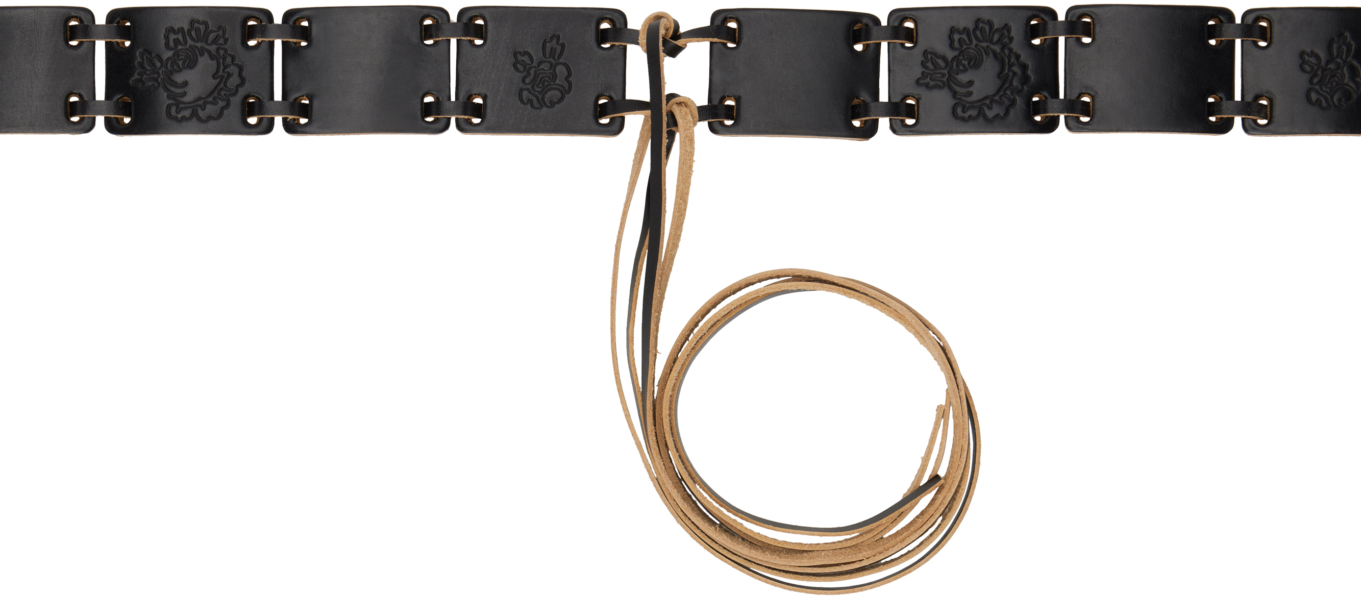 

Черный пояс с блоками OUR LEGACY, Black bridle leather