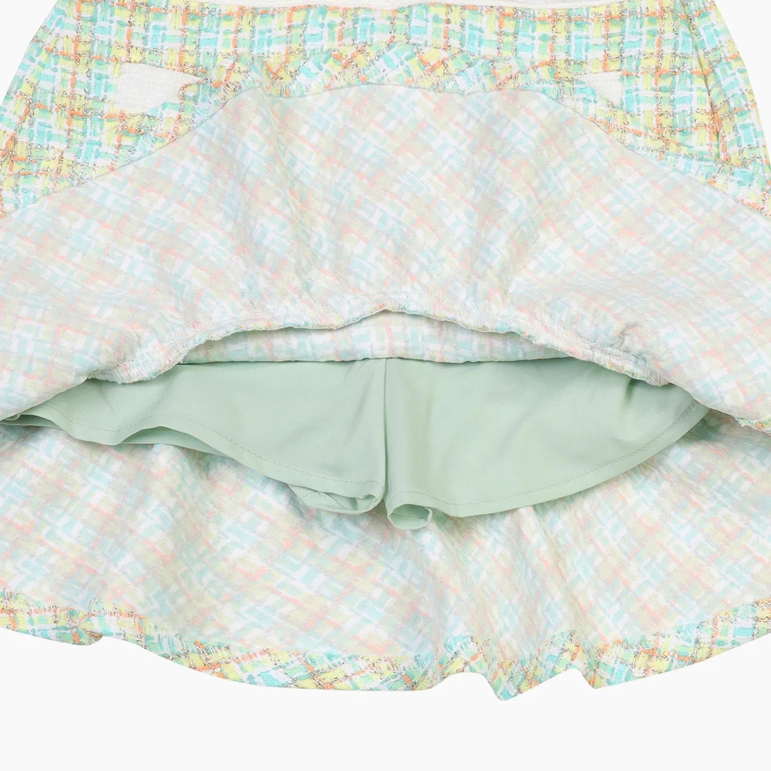 Детская мятная твидовая юбка с оборками от Benetton Kids — фото 4