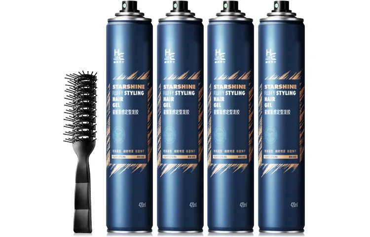 H&E Глина для волос с лаком для укладки и долговечным ароматом, 4 bottles of 420ml blue hairspray + ribs comb