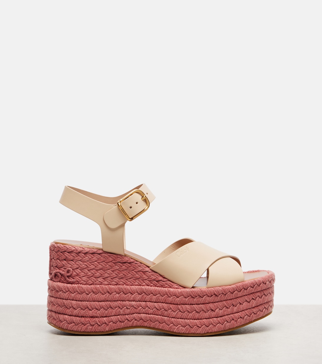 Кожаные эспадрильи Isla на клиновидной подошве Chloé, Sweet Beige — фото 4