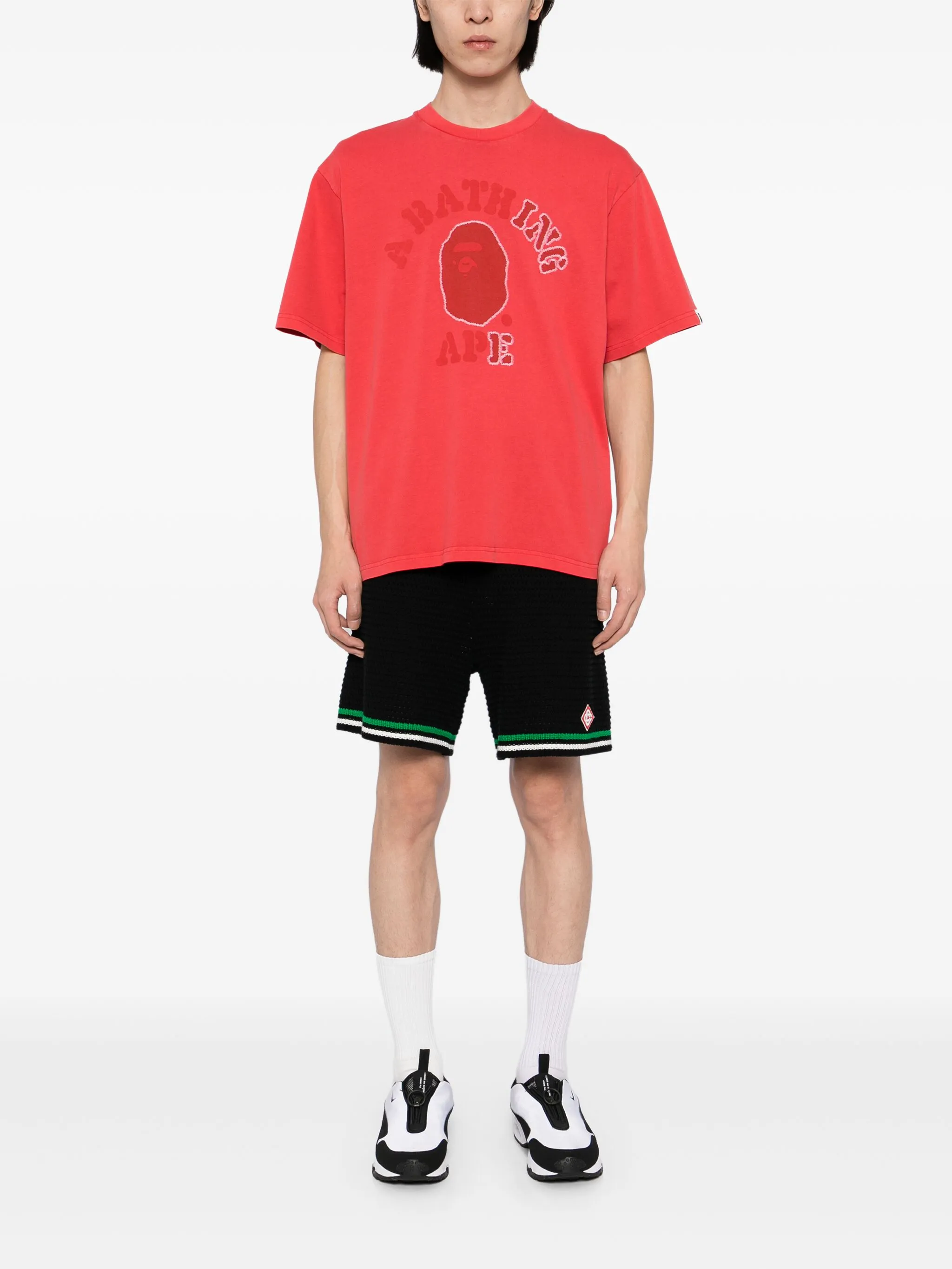 Футболка College свободного кроя A Bathing Ape, красный — фото 2