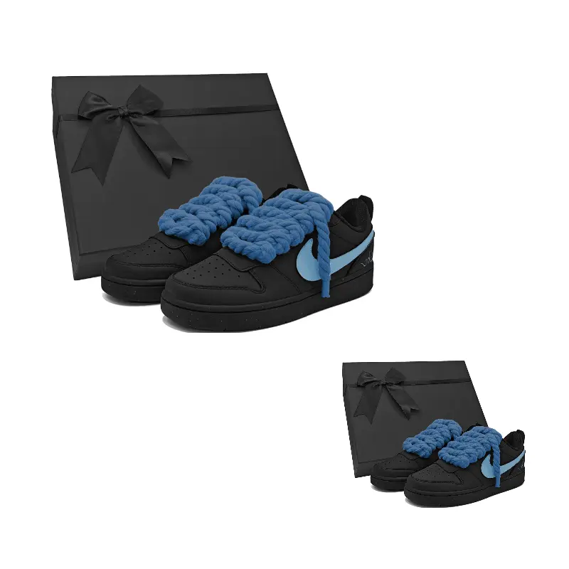 

Nike Court Borough нескользкие легкие амортизирующие низкие детские скейтбординг кроссовки Blue для подростков