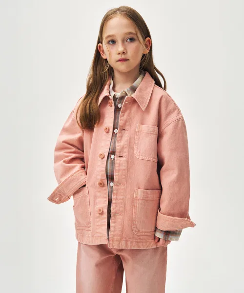 Джинсовая куртка-чоа кораллового цвета MUSINSA STANDARD KIDS