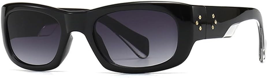 

Солнцезащитные очки в стиле панк с прямоугольными заклепками для мужчин, винтажные солнцезащитные очки для женщин, защита от ультрафиолета UV400 TKKTLLT, Black Gray Gradient