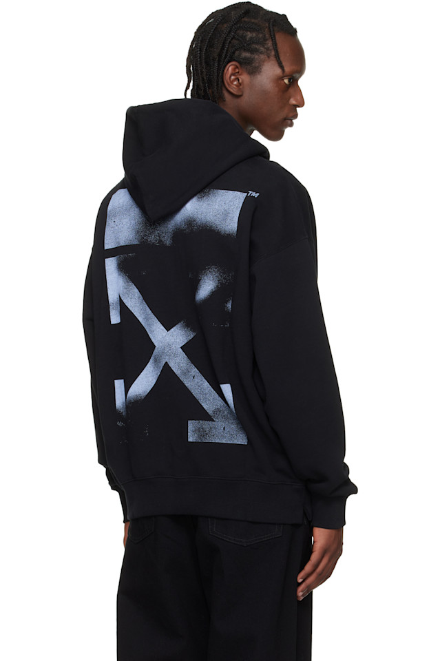 Off-White Черная толстовка для скейтбординга со стрелкой, нанесенной трафаретом — фото 3