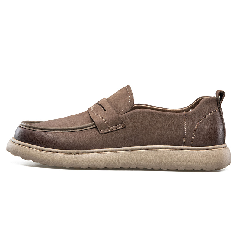 

KANGNAI Повседневные кожаные туфли мужские низкие желто-хаки, цвет Khaki