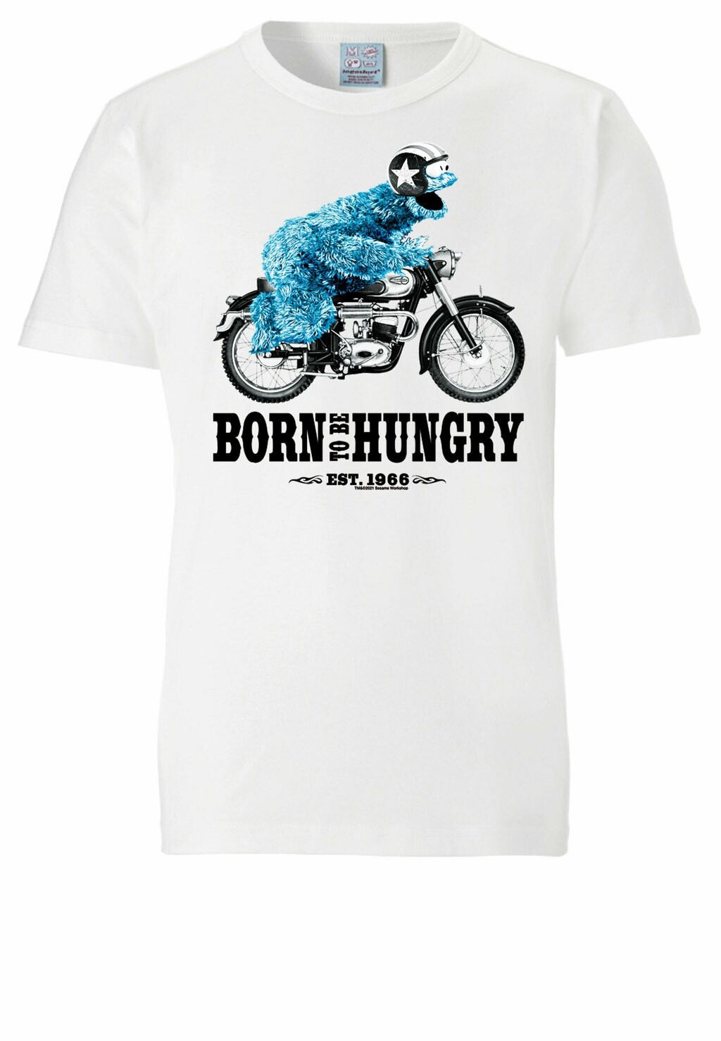 

Футболка с принтом SESAMSTRASSE KRÜMELMONSTER MOTORRAD LOGOSHIRT, белый