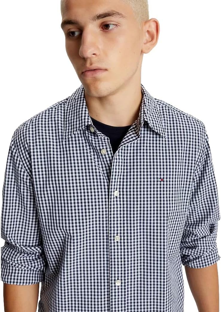 Рубашка Tommy Hilfiger Signature Long Sleeve Casual Button Down, темно-синий/белый/клетка — фото 3