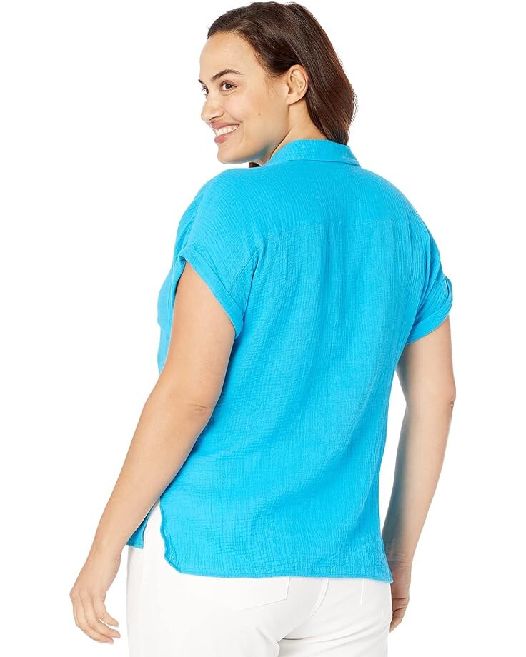 

Рубашка Calvin Klein Button Front Camp Shirt, цвет Ocean