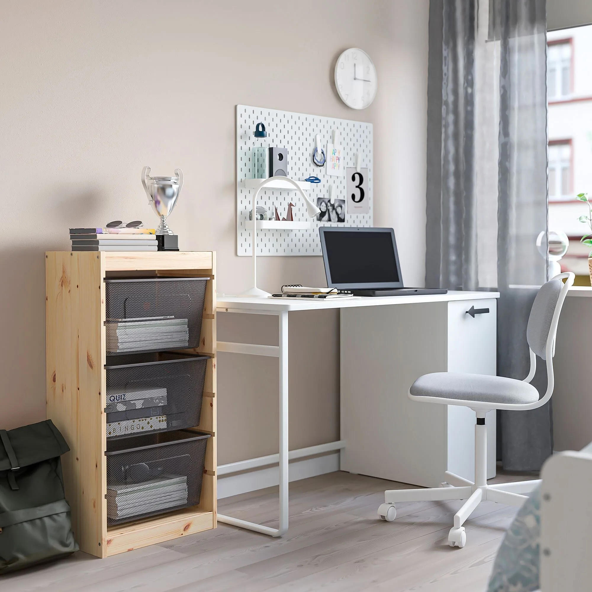Шкаф для хранения, сосна/серый, 44x30x91 см, TROFAST IKEA — фото 2