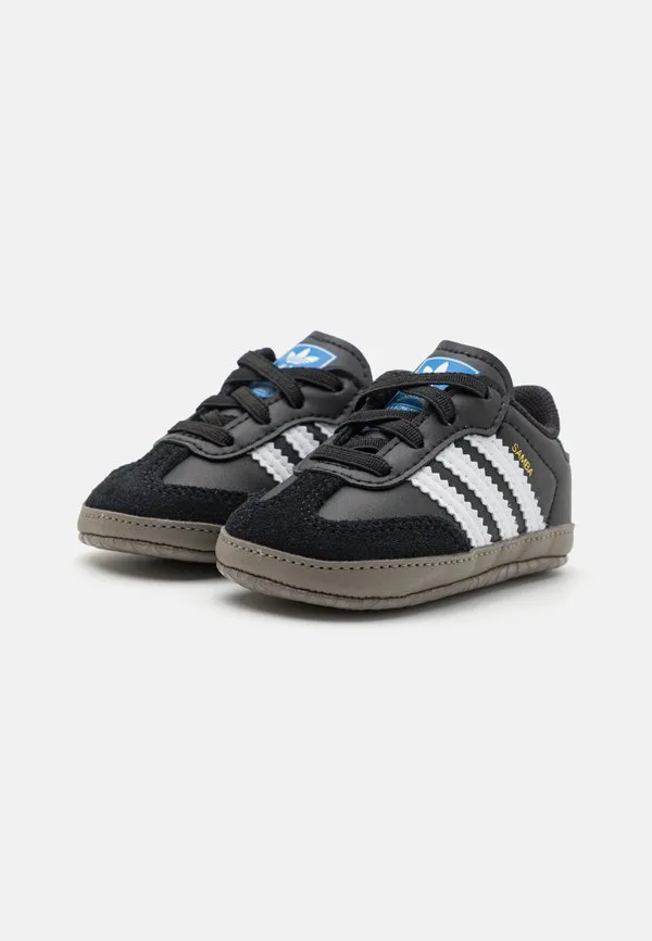 Первые детские туфли samba Adidas Originals, Core Black/Footwear White/Blue Bird — фото 2