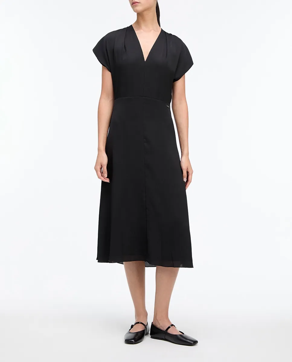 

Платье из атласа с короткими рукавами Calvin Klein, черный