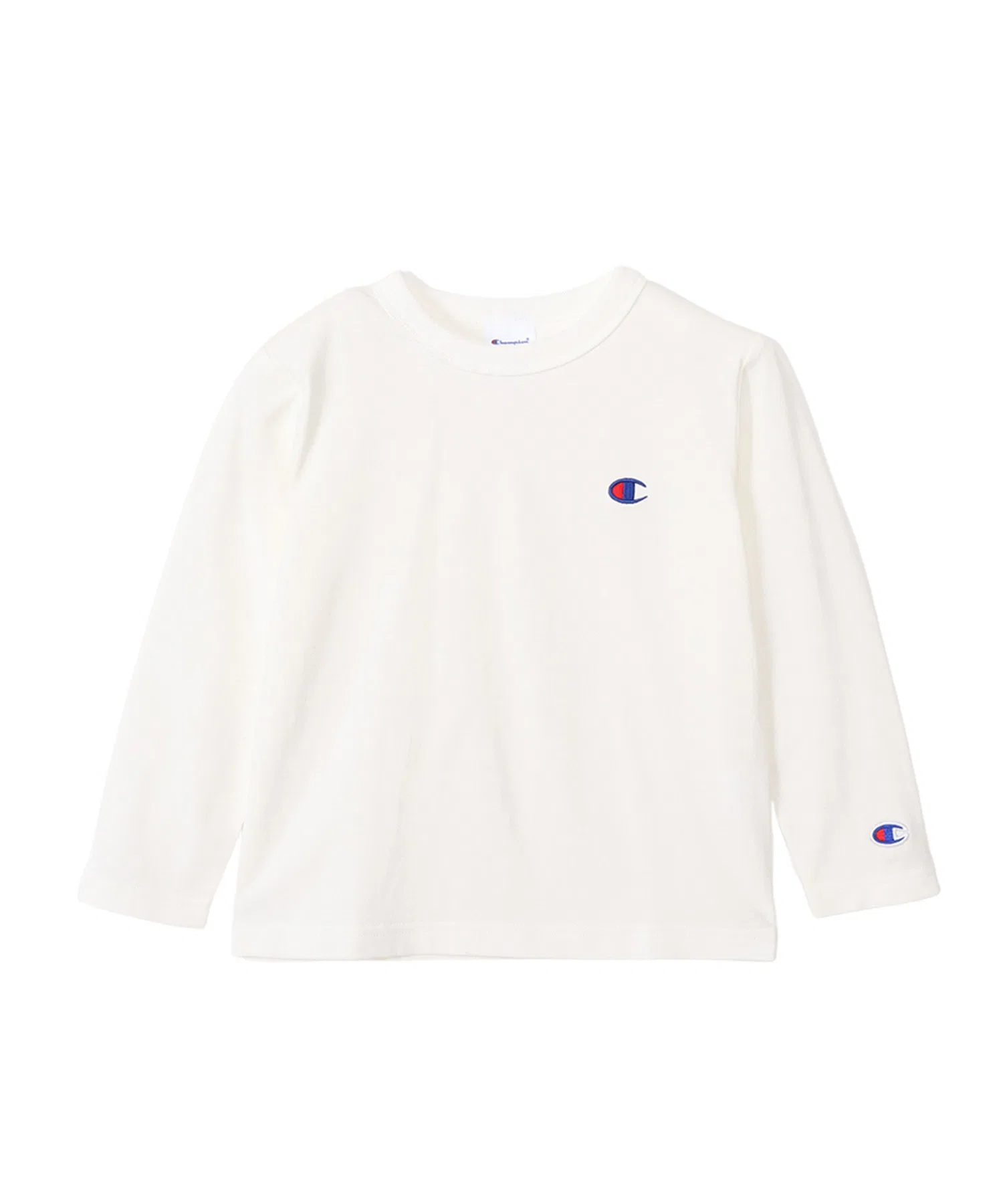 Детская футболка Champion Basic с длинным рукавом, C логотипом, белая