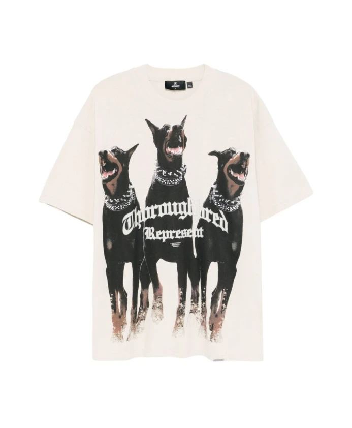 

Хлопковая футболка с принтом собаки Represent, белый