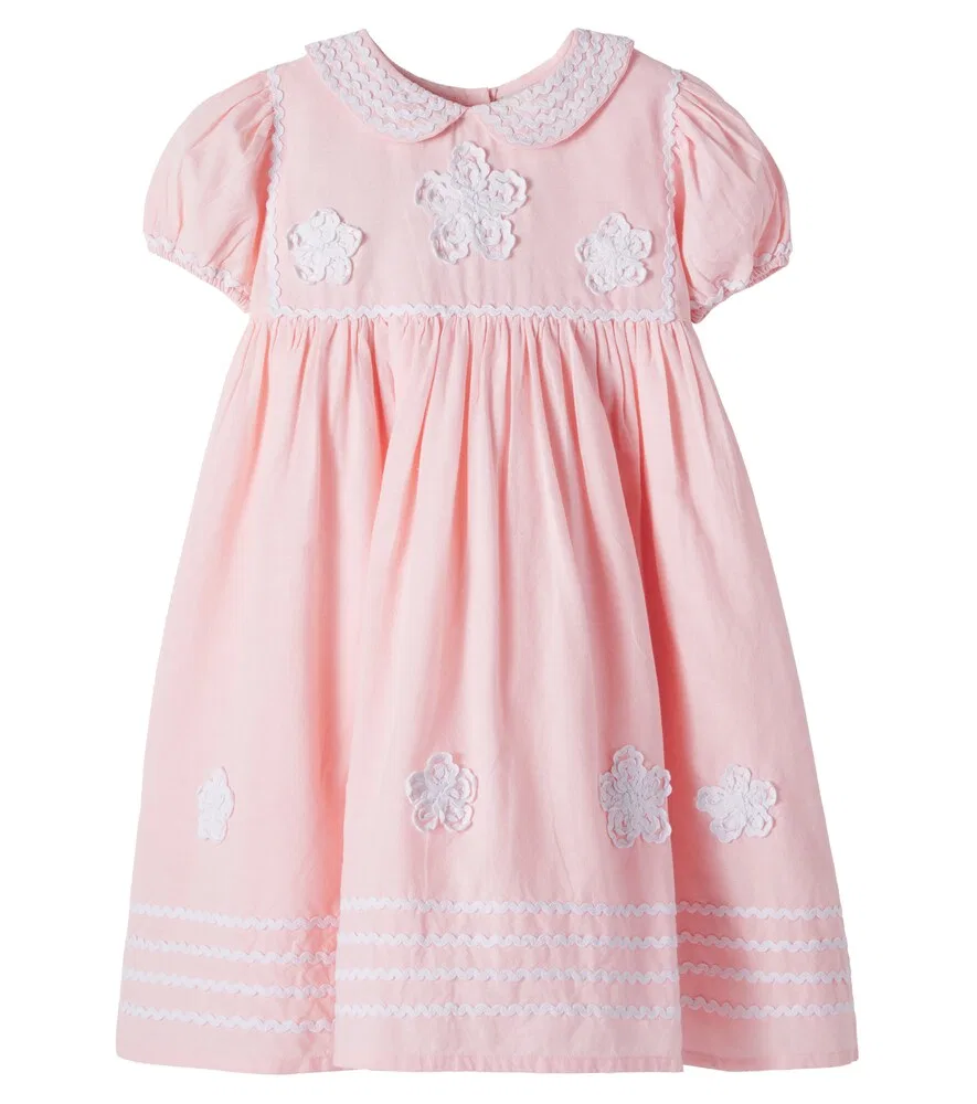 Платье Люси из вышитой хлопковой смеси Bebe Organic, розовый