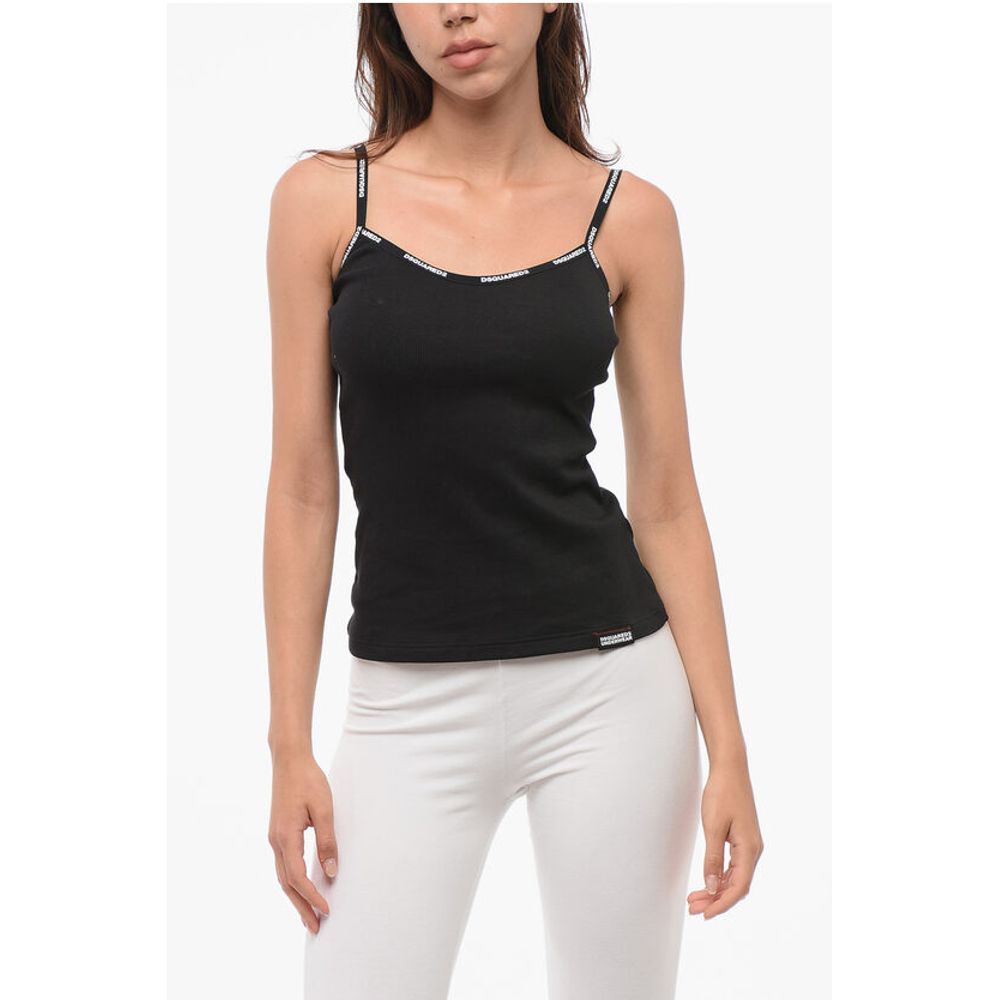 

Майка из эластичного хлопка с логотипом Dsquared2, черный