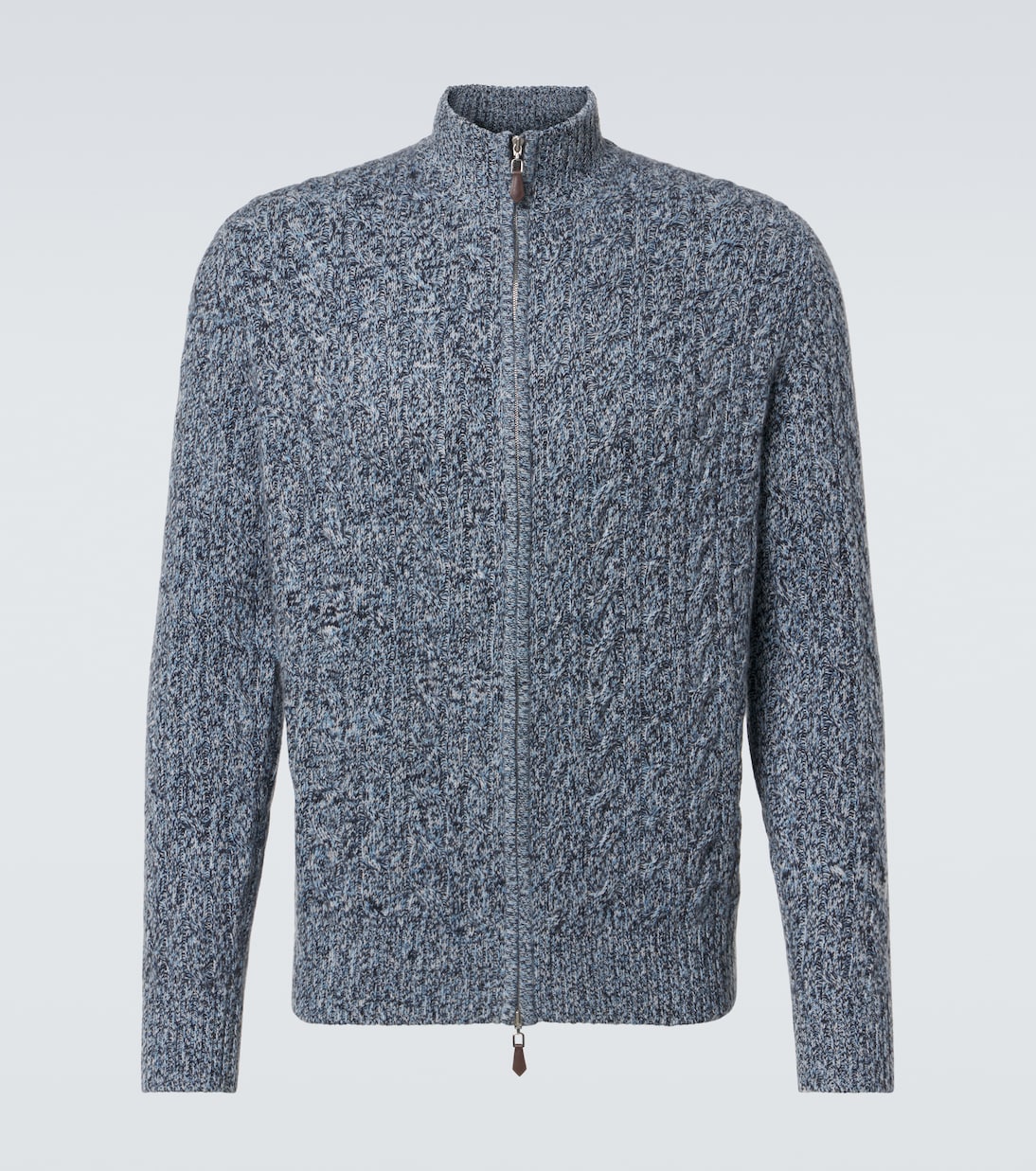 

Кашемировый свитер Regent с косичной вязкой на молнии Arch4, Blue Melange