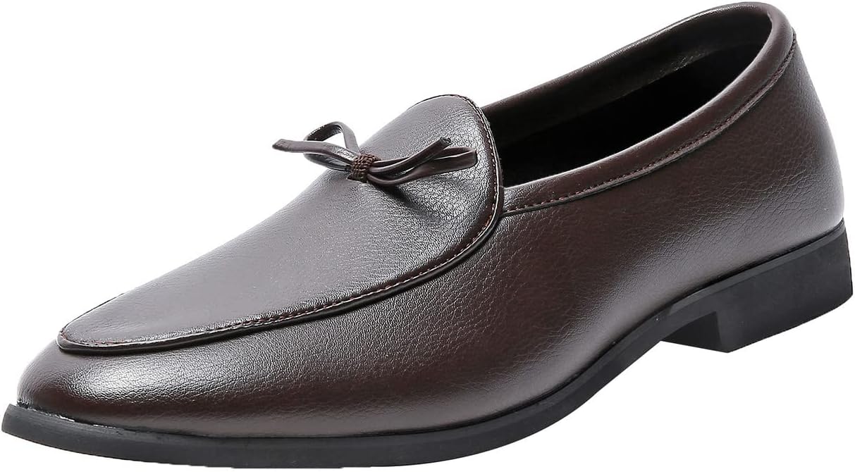 

Мужские лоферы повседневные для вождения, свадьбы, стиль с бантом, слипоны, нарядная обувь, мокасины, черные, коричневые Santimon, коричневый