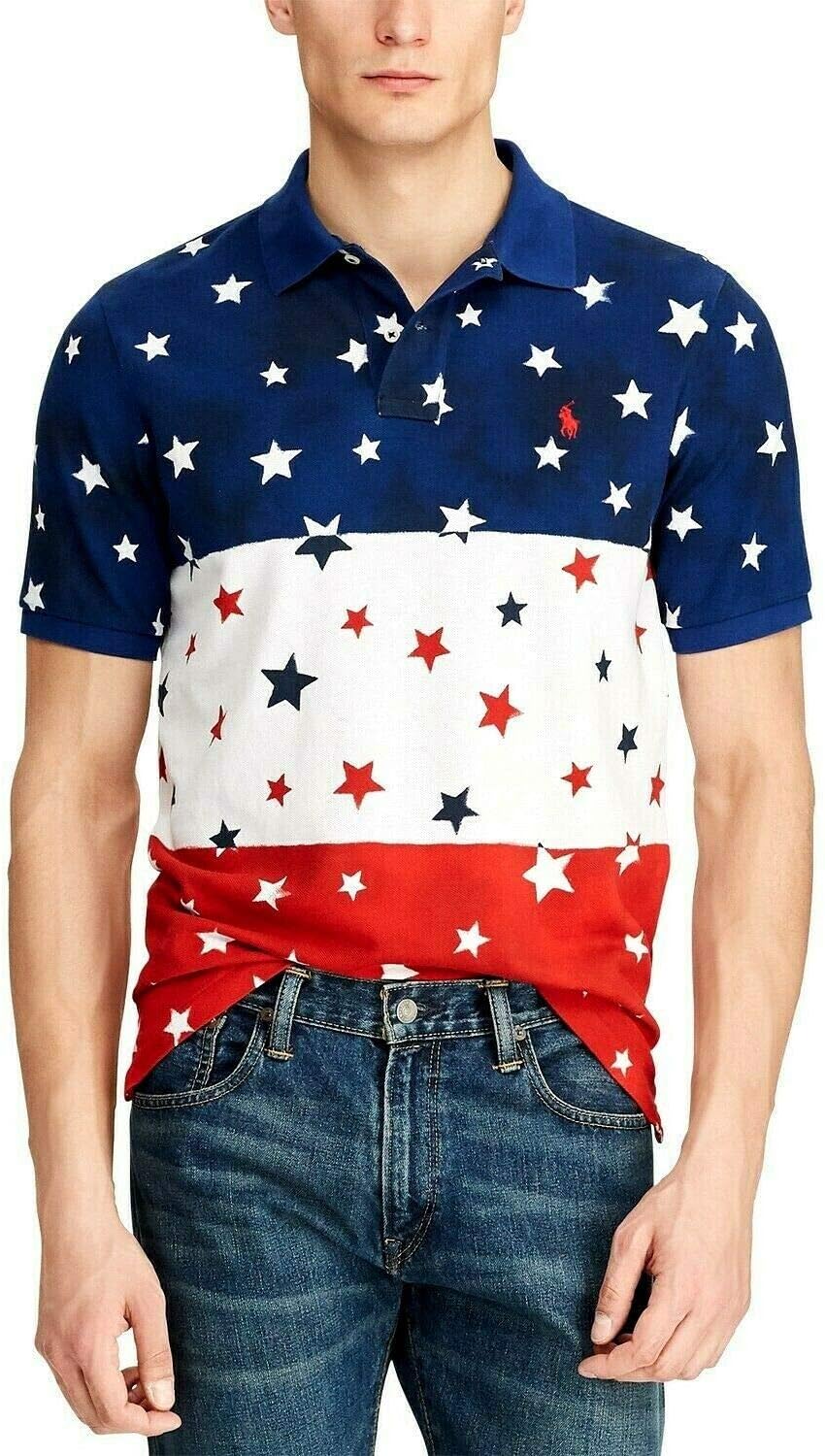 

Polo Ralph Lauren мужская классическая футболка-поло Americana Star Mesh, Navy Multi