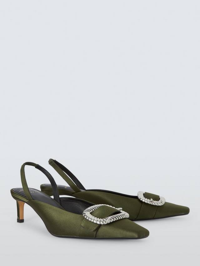 Сатиновые туфли-лодочки с ремешком на пятке John Lewis x REJINA PYO, Olive — фото 3