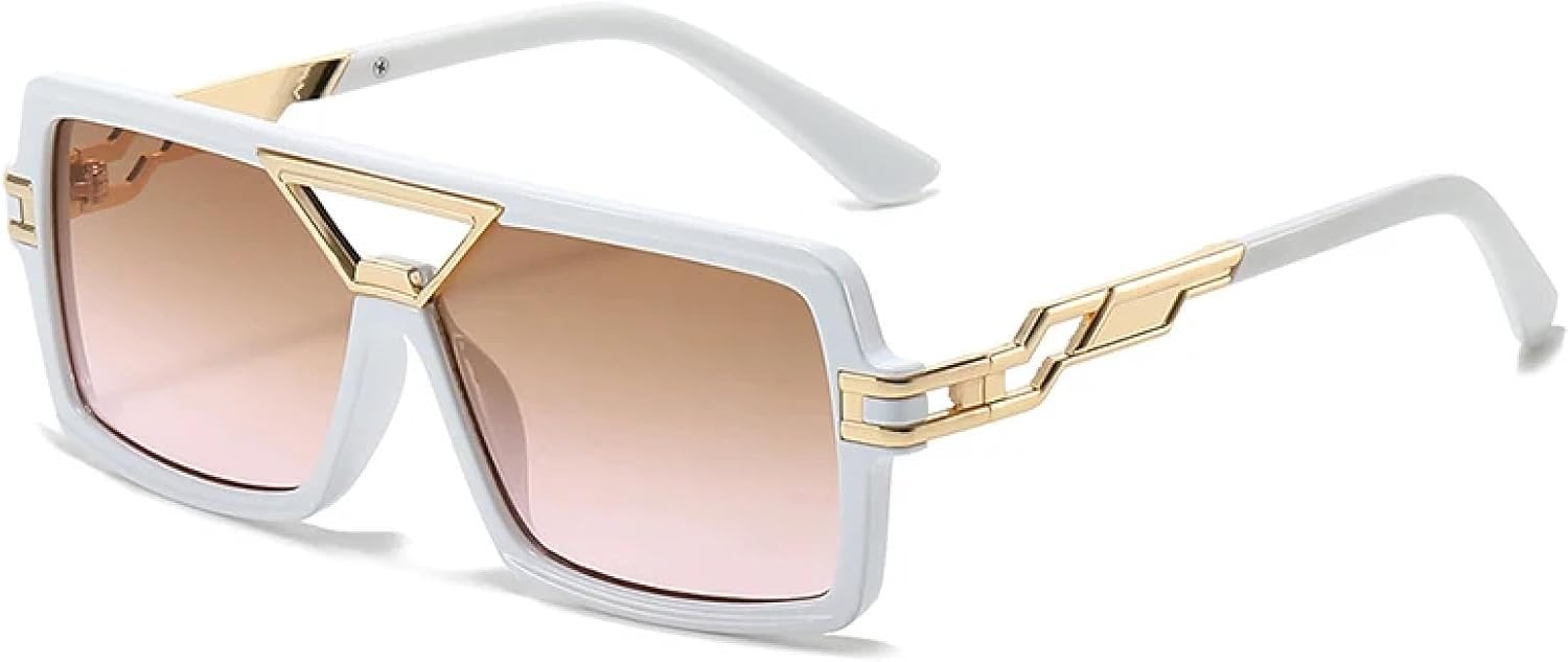 

Модные солнцезащитные очки с двойной перемычкой для женщин, ретро-очки с градиентными линзами, защита от УФ-излучения UV400 для мужчин, трендовые и уникальные солнцезащитные очки TVTBBVV, White Tea Pink