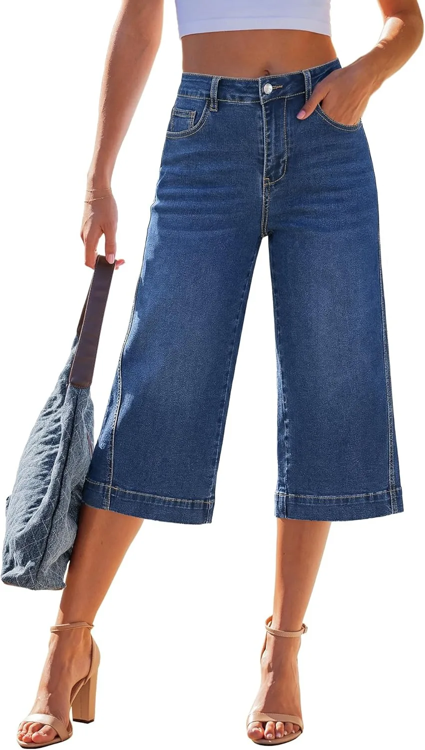 

GRAPENT Capri Jeans для женщин, широкие, высокая посадка