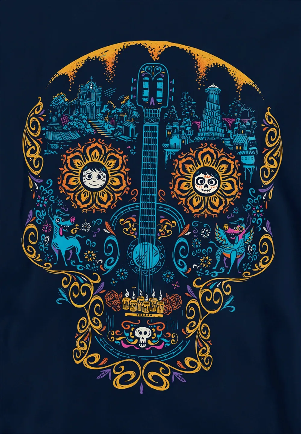 Детская худи с принтом Day of the Dead, Disney, темно-синий — фото 2