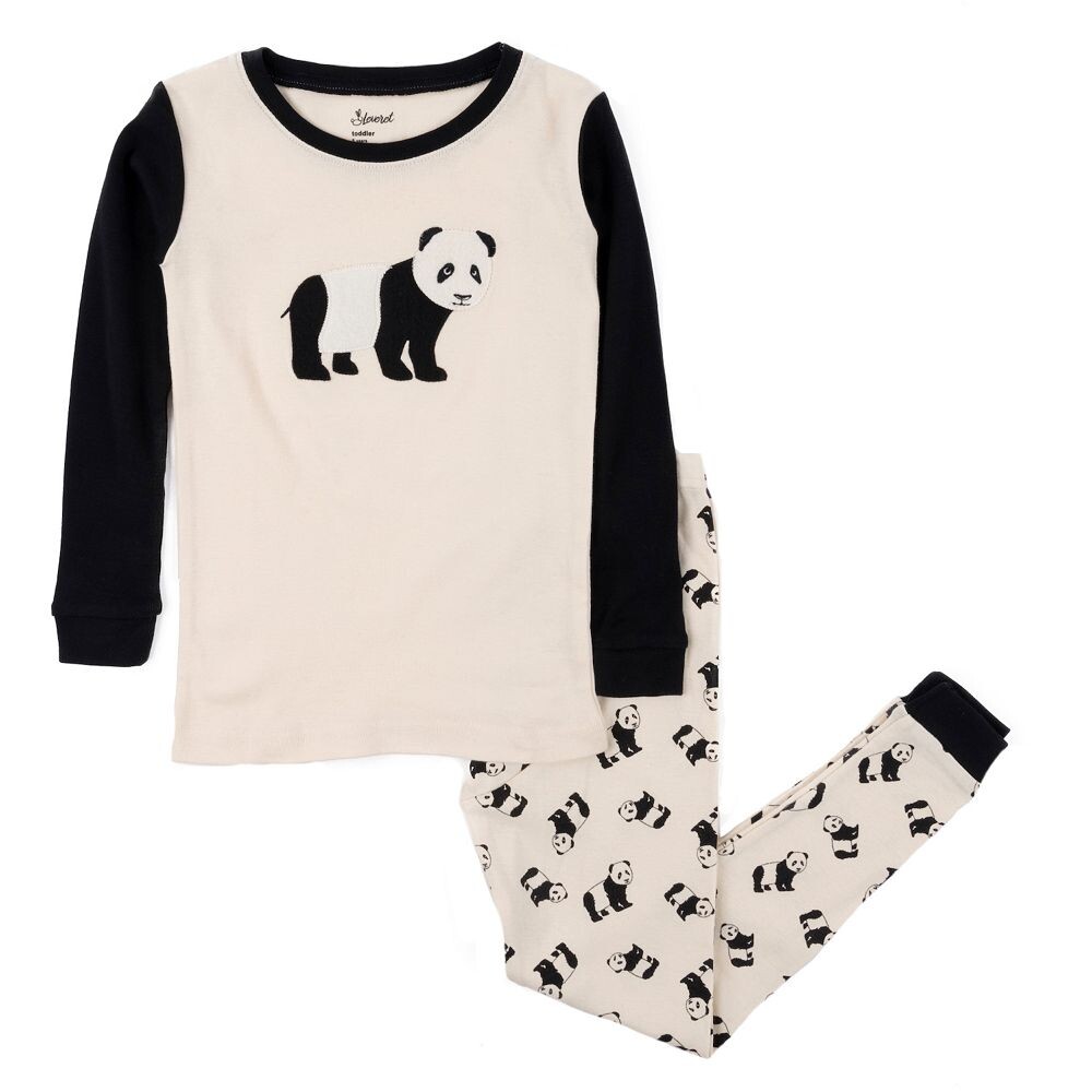 Детская хлопковая пижама из двух предметов Leveret с пандой, цвет Panda