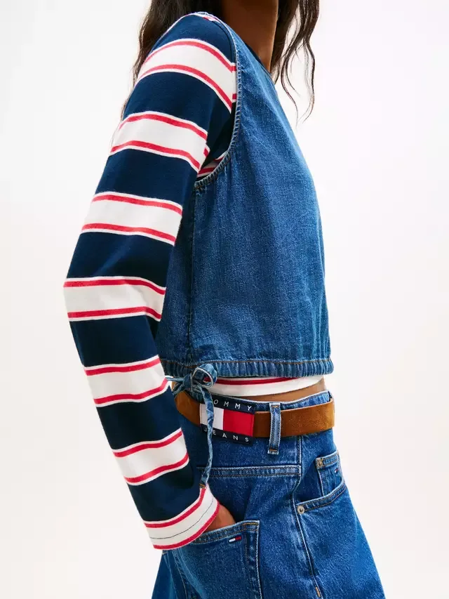 Рубашка из шамбре с завязками по бокам, темно-синяя Tommy Hilfiger — фото 4