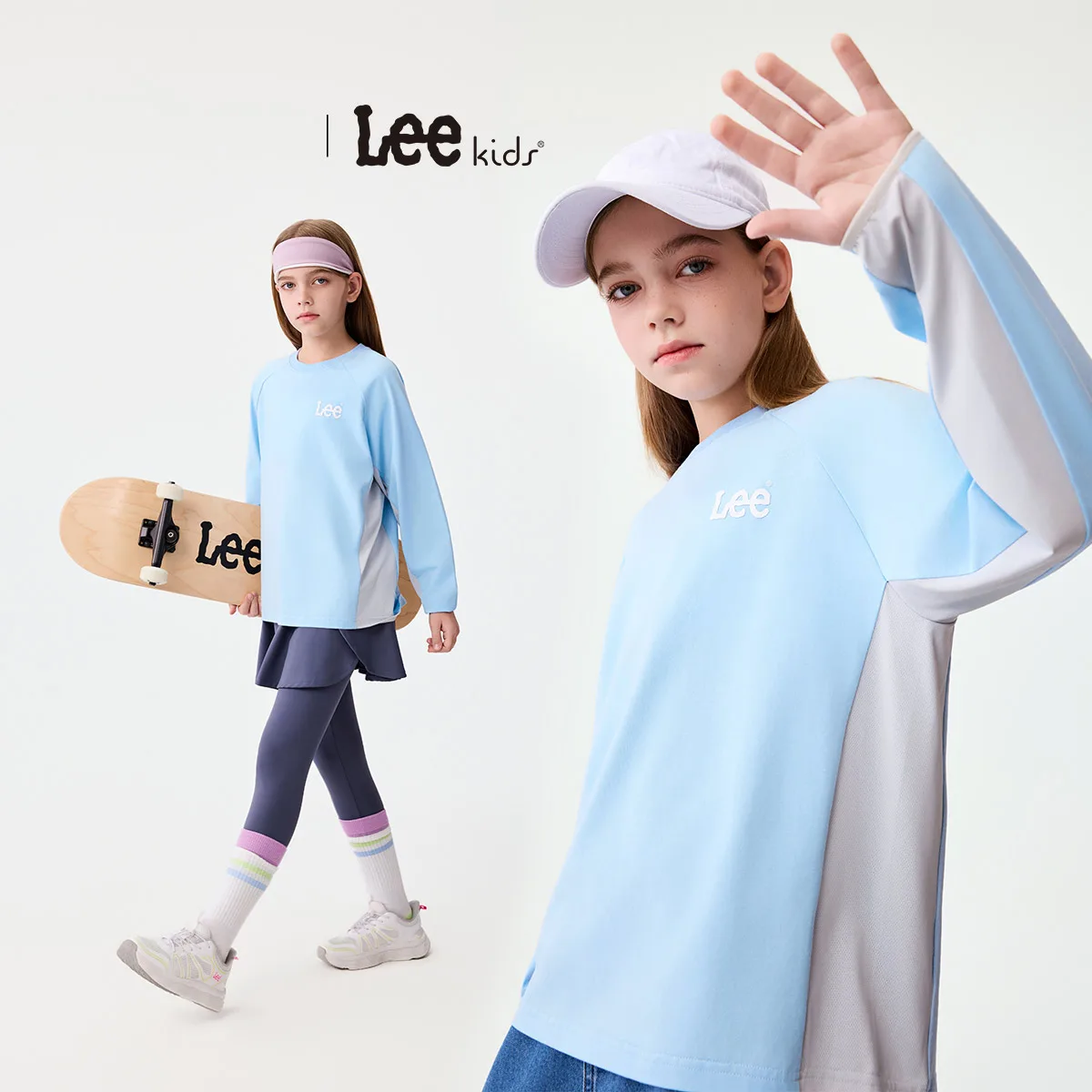Футболка с круглым вырезом для школьников Lee, Sky Blue — фото 4