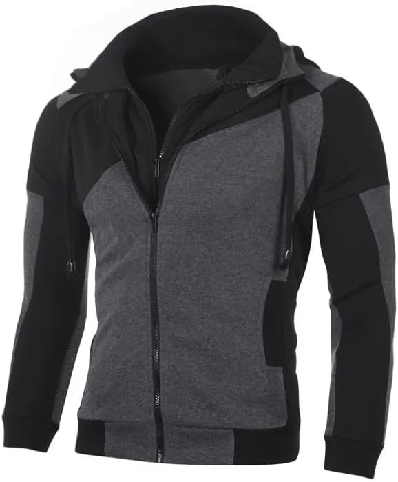 

Мужской худи с двойной молнией и воротником-стойкой LUORUAN