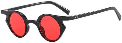 

Сексуальные круглые солнцезащитные очки для женщин, модные солнцезащитные очки в маленькой оправе с защитой от УФ-излучения UV400, панк-стиль, ретро-очки UV400 MTZJH, C6black-red