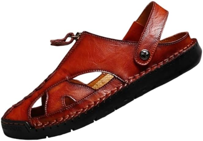 

Мужские закрытые сандалии для улицы - прочные противоскользящие быстро сохнущие пляжные туфли для походов, прогулок и водных видов спорта Clolinde, шоколадный