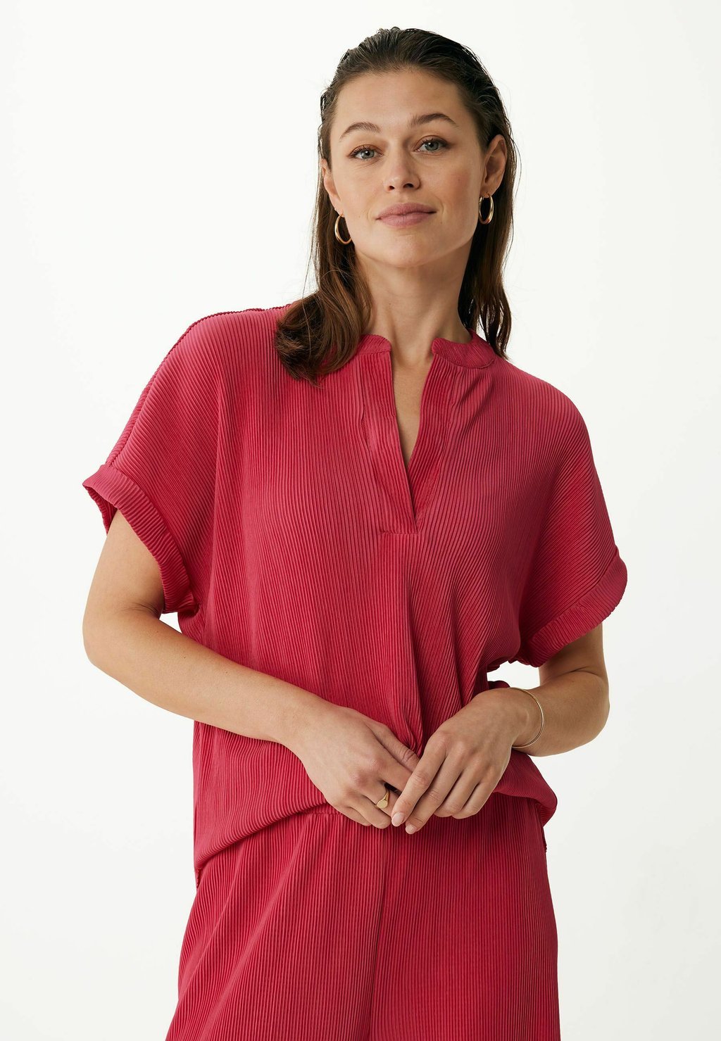 

Базовая футболка SHORT SLEEVE WITH STAND COLLAR - Blouse Mexx, розовый