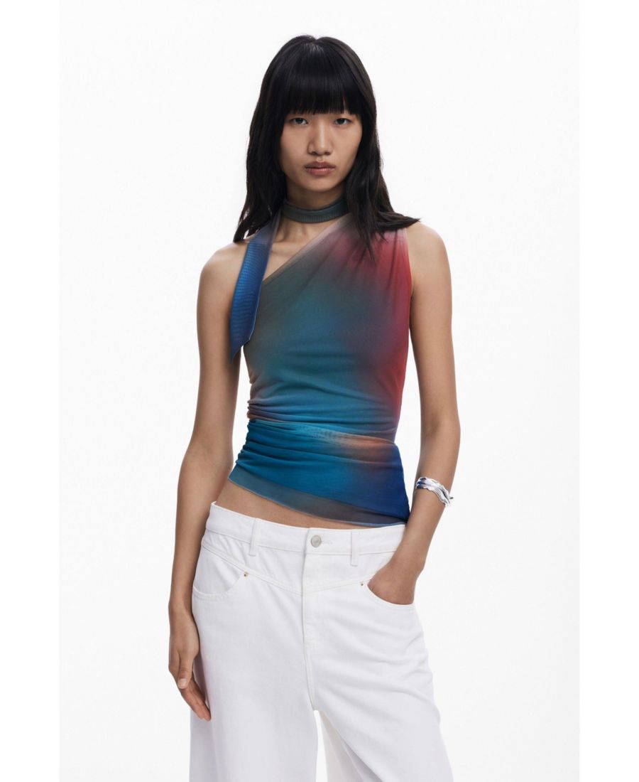 

Женская футболка с узлом на воротнике Desigual, Brown