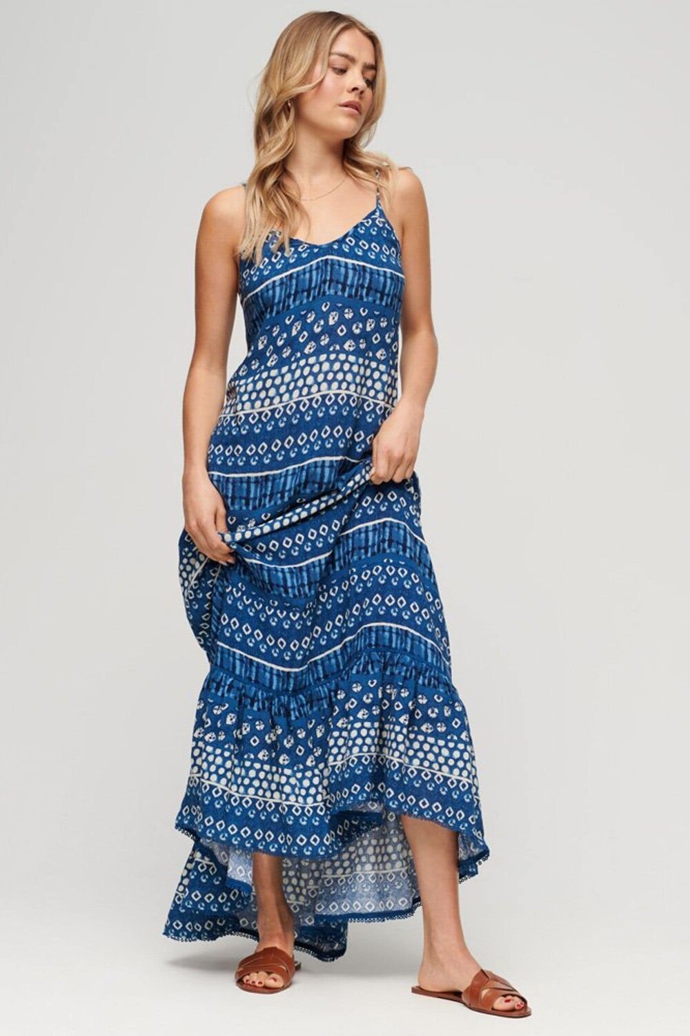 

Пляжное платье макси на бретелях Superdry, синий