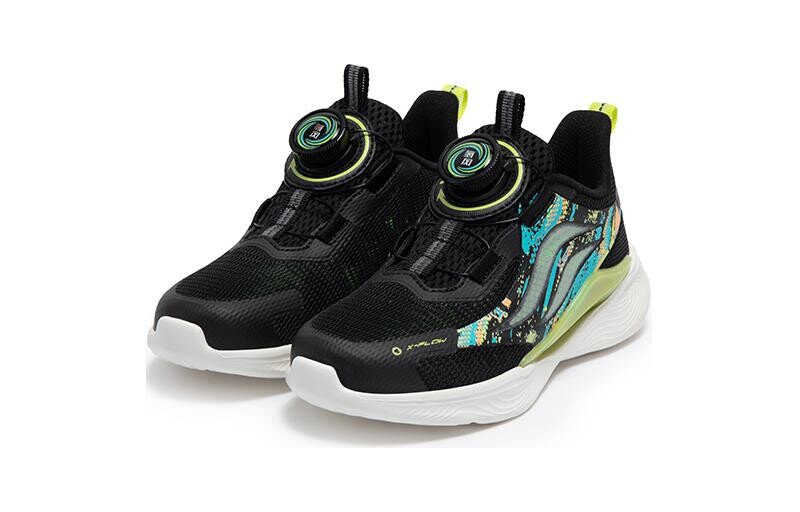 Кроссовки детские Qing Feng 5.0 PS Low-top черные/зеленые Xtep, черный/зеленый — фото 2