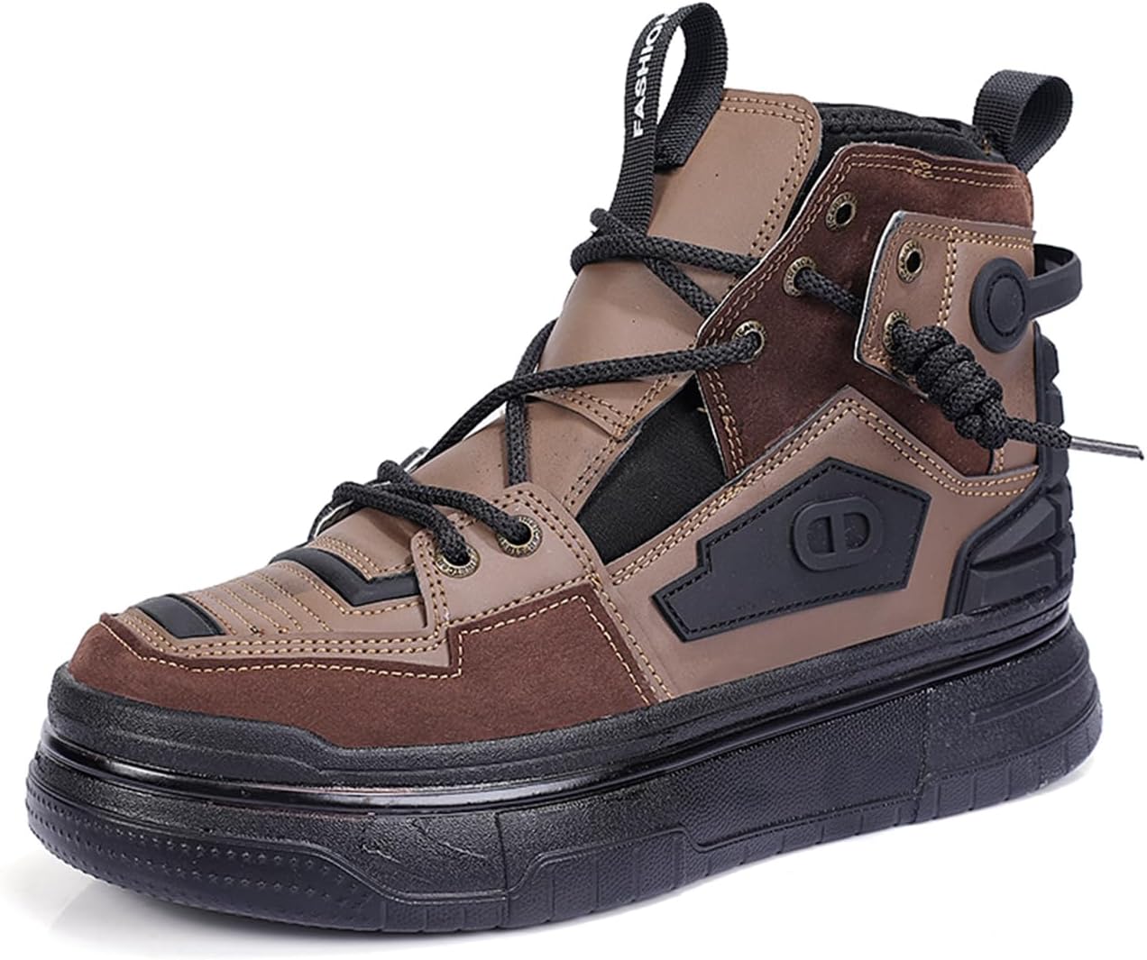 

Мужские высокие массивные кроссовки на платформе, модная цветная PU-кожа, повседневная обувь для ходьбы Zhoupulp, коричневый