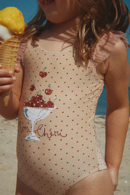 Купальник детский цельный Amandine Swimsuit Konges Sløjd, бежевый