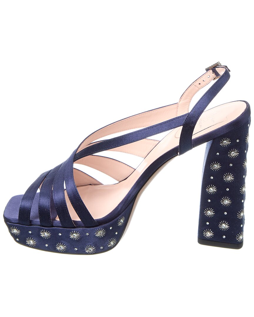 Roger Vivier Mini Platform Satin Sandal, синий — фото 2