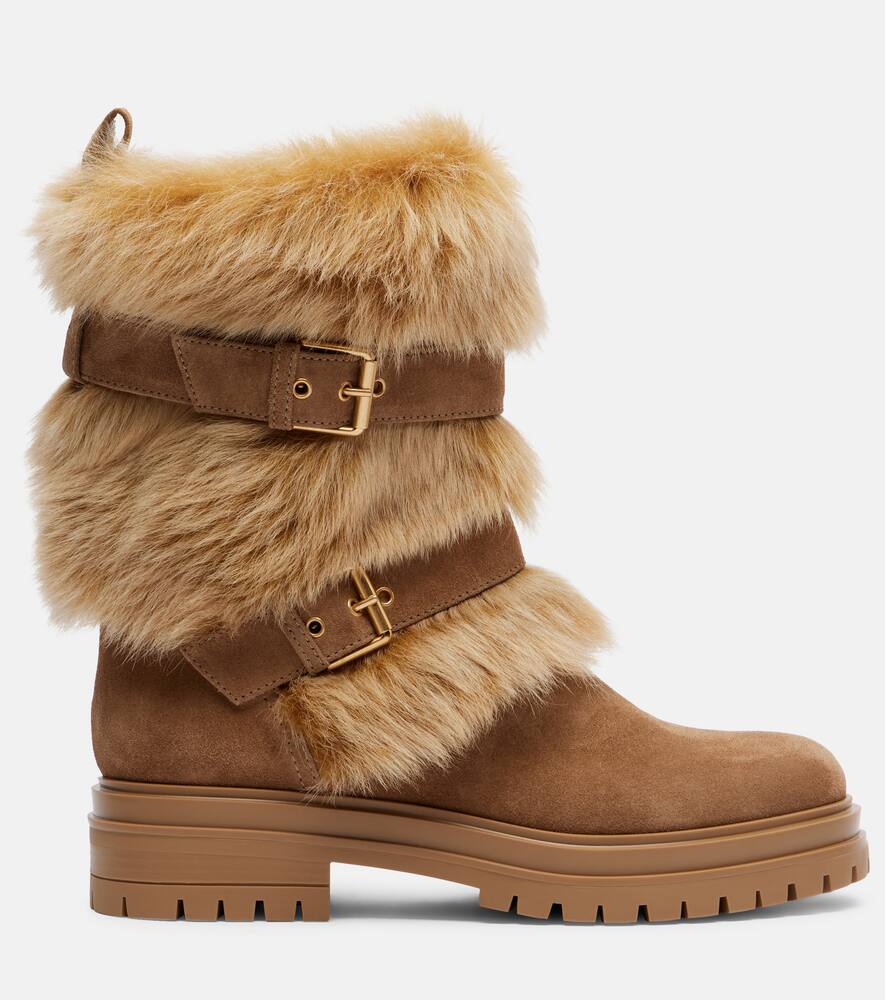 Байкерские ботинки Maverick из замши и шерпа Gianvito Rossi, Camel+Desert — фото 4